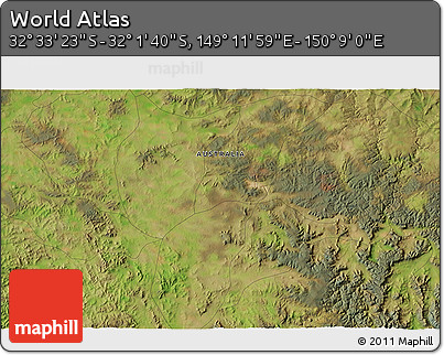Satellite 3D Map of the Area around 32° 17' 31" S, 149° 40' 30" E