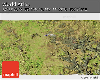 Satellite 3D Map of the Area around 32° 17' 31" S, 149° 40' 30" E
