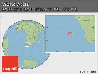 Savanna Style Location Map of the Area around 32° 17' 31" S, 14° 31' 30" E