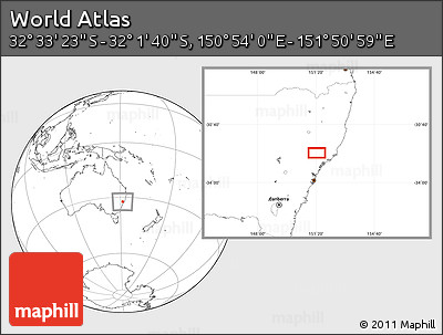 Blank Location Map of the Area around 32° 17' 31" S, 151° 22' 30" E