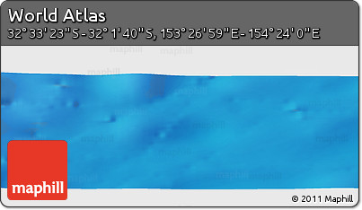 Physical Panoramic Map of the Area around 32° 17' 31" S, 153° 55' 30" E