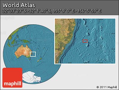 Satellite Location Map of the Area around 32° 17' 31" S, 155° 37' 30" E