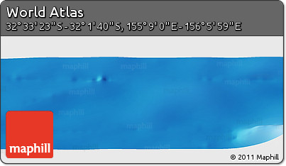 Physical Panoramic Map of the Area around 32° 17' 31" S, 155° 37' 30" E
