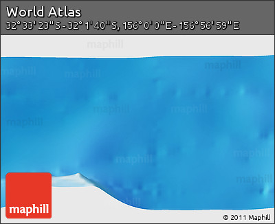 Physical 3D Map of the Area around 32° 17' 31" S, 156° 28' 29" E