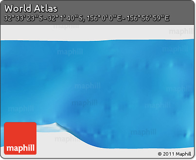 Physical 3D Map of the Area around 32° 17' 31" S, 156° 28' 29" E