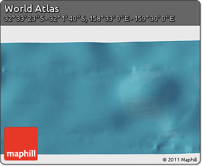 Satellite 3D Map of the Area around 32° 17' 31" S, 159° 1' 30" E