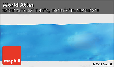 Physical Panoramic Map of the Area around 32° 17' 31" S, 159° 1' 30" E
