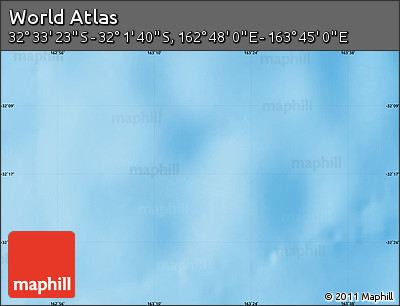 Physical Map of the Area around 32° 17' 31" S, 163° 16' 30" E