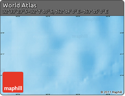 Physical Map of the Area around 32° 17' 31" S, 163° 16' 30" E