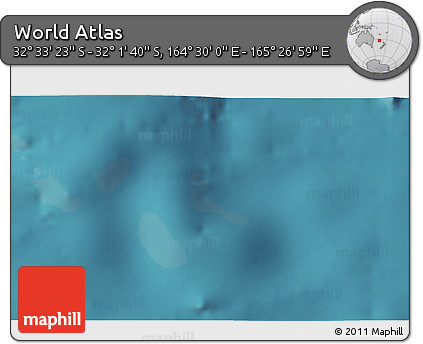 Satellite 3D Map of the Area around 32° 17' 31" S, 164° 58' 29" E