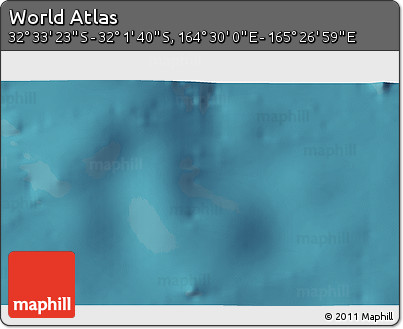 Satellite 3D Map of the Area around 32° 17' 31" S, 164° 58' 29" E