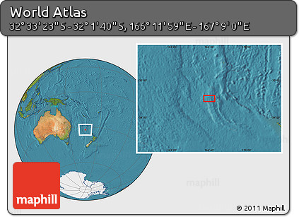 Satellite Location Map of the Area around 32° 17' 31" S, 166° 40' 30" E