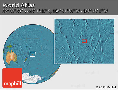 Satellite Location Map of the Area around 32° 17' 31" S, 168° 13' 29" W