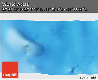 Physical 3D Map of the Area around 32° 17' 31" S, 169° 13' 29" E