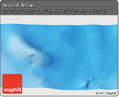 Physical 3D Map of the Area around 32° 17' 31" S, 169° 13' 29" E