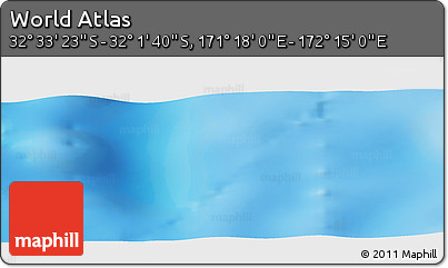 Physical Panoramic Map of the Area around 32° 17' 31" S, 171° 46' 30" E