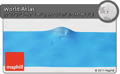 Physical Panoramic Map of the Area around 32° 17' 31" S, 174° 19' 29" E