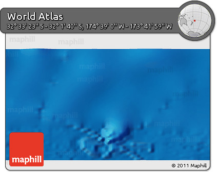 Physical 3D Map of the Area around 32° 17' 31" S, 174° 10' 30" W
