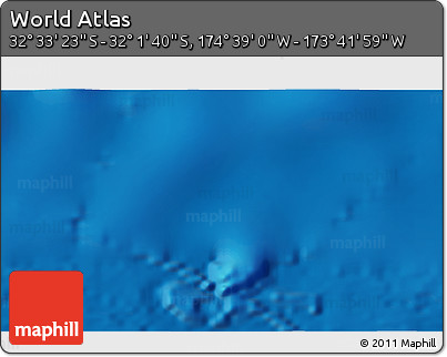 Physical 3D Map of the Area around 32° 17' 31" S, 174° 10' 30" W