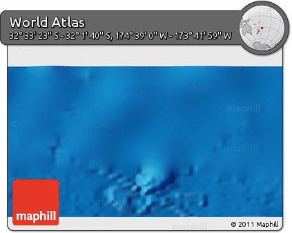 Shaded Relief 3D Map of the Area around 32° 17' 31" S, 174° 10' 30" W