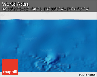 Shaded Relief 3D Map of the Area around 32° 17' 31" S, 174° 10' 30" W