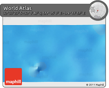 Physical 3D Map of the Area around 32° 17' 31" S, 177° 43' 29" E