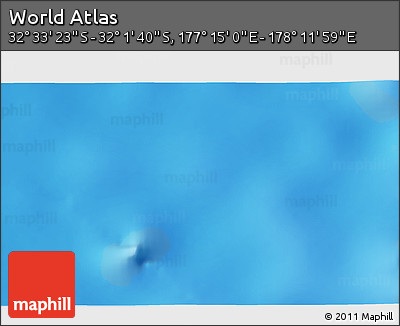Physical 3D Map of the Area around 32° 17' 31" S, 177° 43' 29" E