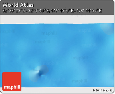 Physical 3D Map of the Area around 32° 17' 31" S, 177° 43' 29" E