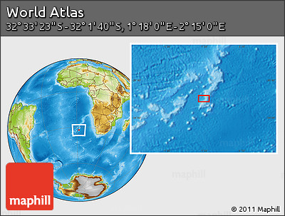 Physical Location Map of the Area around 32° 17' 31" S, 1° 46' 29" E