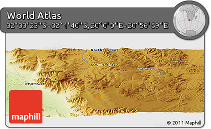 Physical Panoramic Map of the Area around 32° 17' 31" S, 20° 28' 30" E