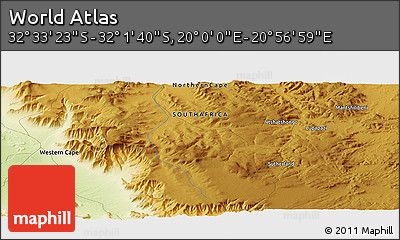 Physical Panoramic Map of the Area around 32° 17' 31" S, 20° 28' 30" E