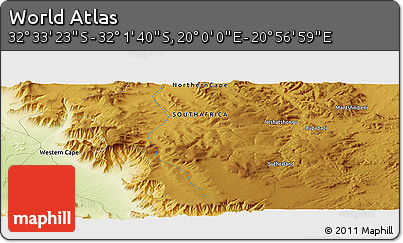 Physical Panoramic Map of the Area around 32° 17' 31" S, 20° 28' 30" E