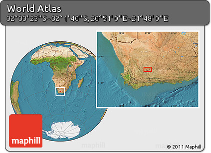 Satellite Location Map of the Area around 32° 17' 31" S, 21° 19' 30" E