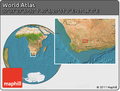 Satellite Location Map of the Area around 32° 17' 31" S, 21° 19' 30" E
