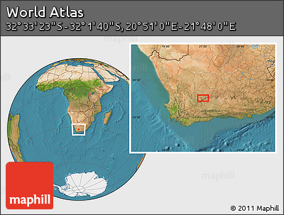 Satellite Location Map of the Area around 32° 17' 31" S, 21° 19' 30" E