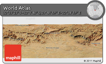 Satellite Panoramic Map of the Area around 32° 17' 31" S, 22° 10' 29" E