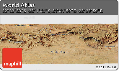 Satellite Panoramic Map of the Area around 32° 17' 31" S, 22° 10' 29" E
