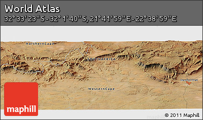 Satellite Panoramic Map of the Area around 32° 17' 31" S, 22° 10' 29" E