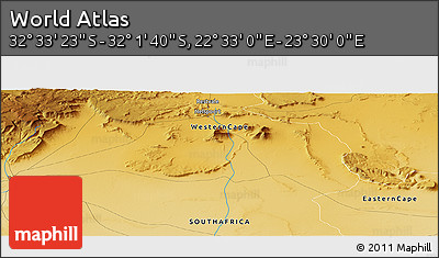 Physical Panoramic Map of the Area around 32° 17' 31" S, 23° 1' 29" E
