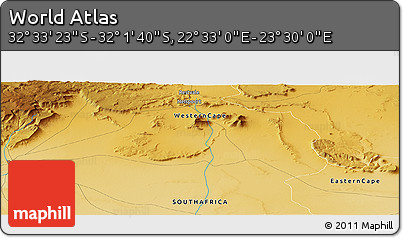 Physical Panoramic Map of the Area around 32° 17' 31" S, 23° 1' 29" E