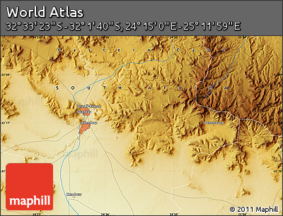 Physical Map of the Area around 32° 17' 31" S, 24° 43' 30" E