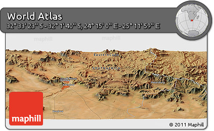 Satellite Panoramic Map of the Area around 32° 17' 31" S, 24° 43' 30" E