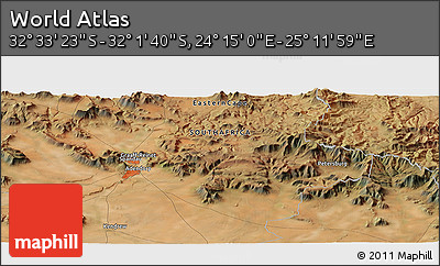 Satellite Panoramic Map of the Area around 32° 17' 31" S, 24° 43' 30" E