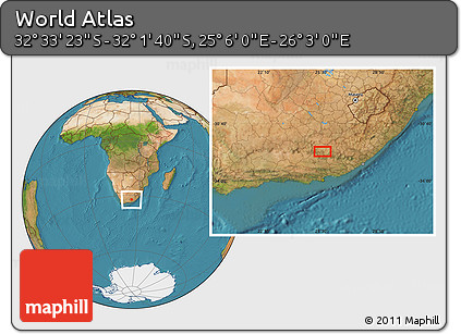 Satellite Location Map of the Area around 32° 17' 31" S, 25° 34' 30" E