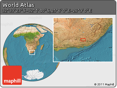 Satellite Location Map of the Area around 32° 17' 31" S, 25° 34' 30" E