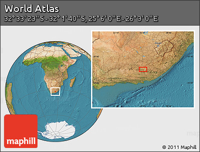 Satellite Location Map of the Area around 32° 17' 31" S, 25° 34' 30" E