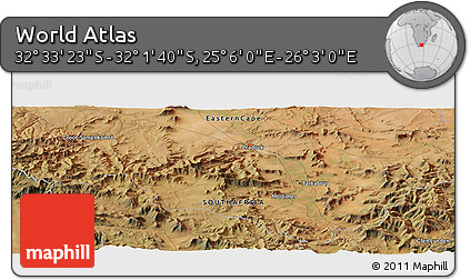 Satellite Panoramic Map of the Area around 32° 17' 31" S, 25° 34' 30" E