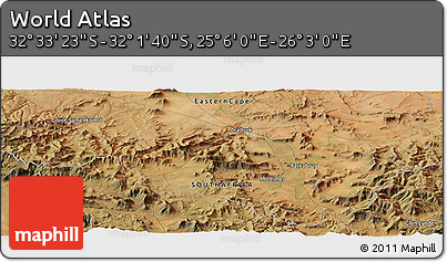 Satellite Panoramic Map of the Area around 32° 17' 31" S, 25° 34' 30" E