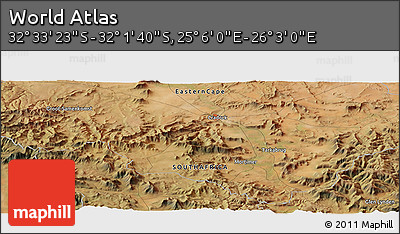 Satellite Panoramic Map of the Area around 32° 17' 31" S, 25° 34' 30" E