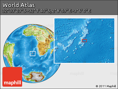 Physical Location Map of the Area around 32° 17' 31" S, 2° 37' 30" E